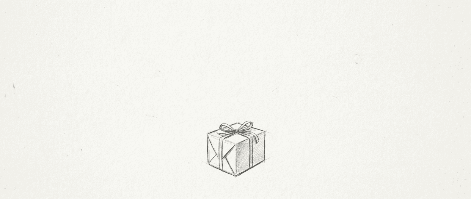 A sketch of a wrapped gift box.